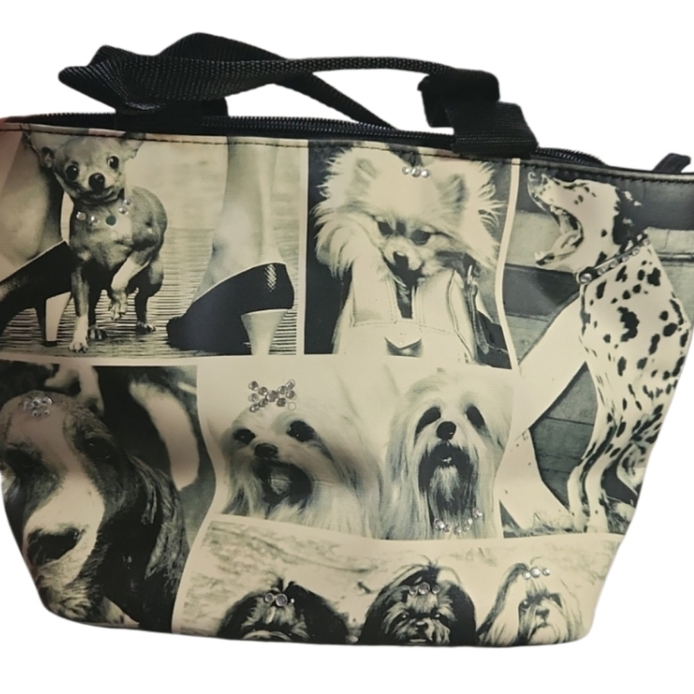 Dog Print Purse Embellished Vintage